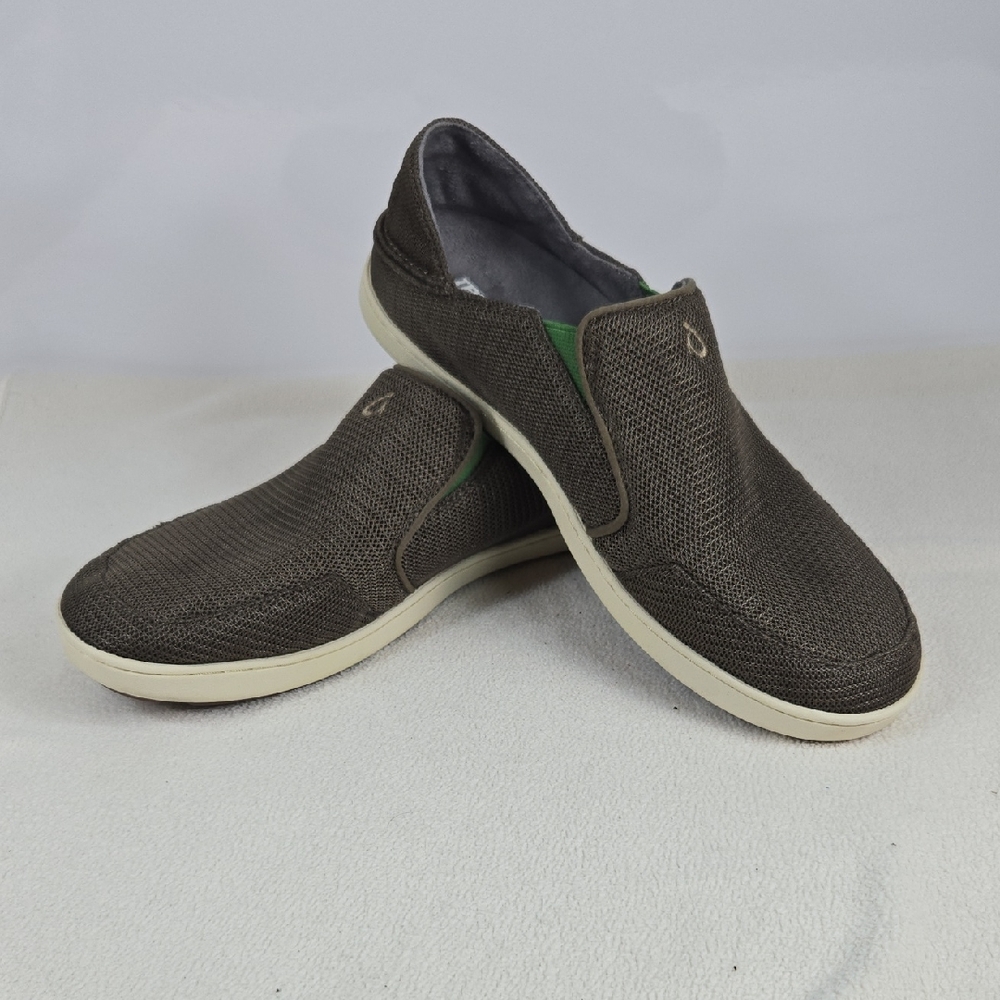 OluKai Men's Textured Brown Slip-On Loafers